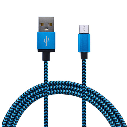 Cablu microusb textil albastru/negru