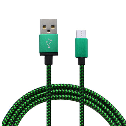 Cablu microusb textil verde/negru