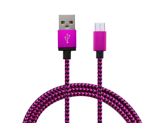 Cablu microusb textil mov/negru