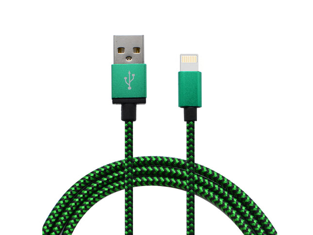 Cablu Iphone textil verde/negru - Accesorii tablete si smartphones