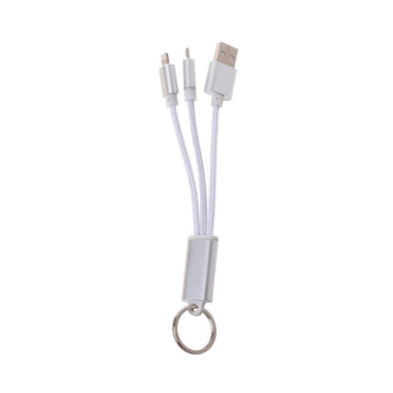Cablu breloc 2in1 microusb/Iphone argintiu