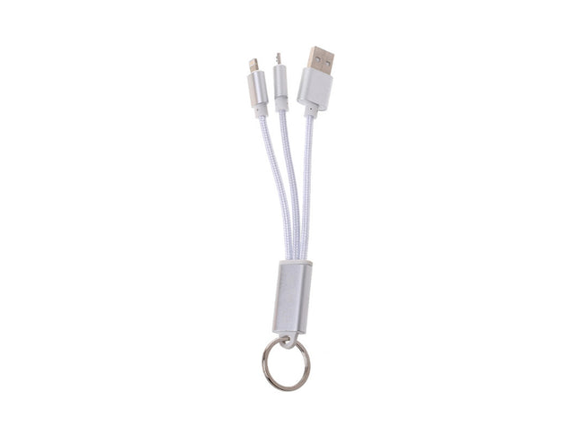 Cablu breloc 2in1 microusb/Iphone argintiu