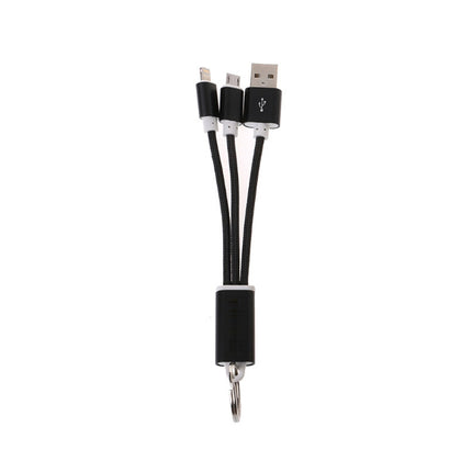 Cablu breloc 2in1 microusb/Iphone negru