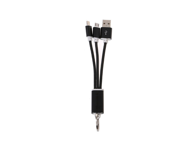 Cablu breloc 2in1 microusb/Iphone negru