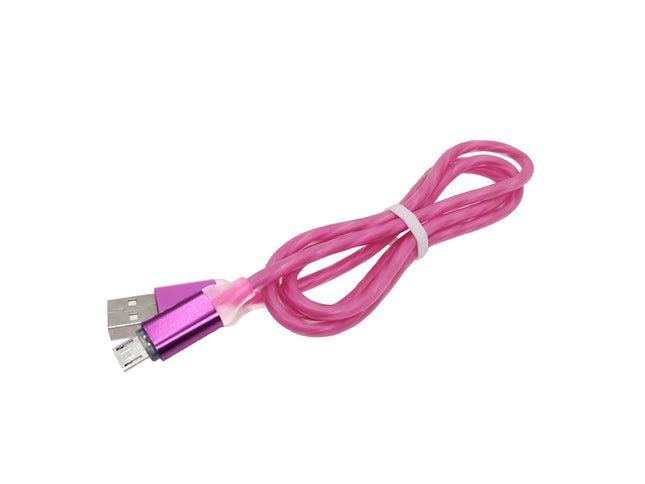 Cablu microusb gros gumat roz