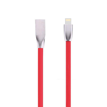 Cablu Iphone cu mufe in carcasa de metal rosu
