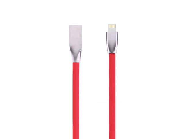 Cablu Iphone cu mufe in carcasa de metal rosu