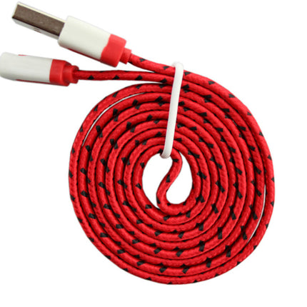 Cablu USB IPhone 5 8pin cu fir textil plat rosu