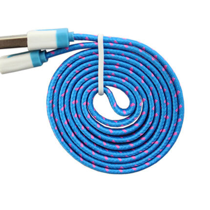 Cablu USB IPhone 5 8pin cu fir textil plat albastru
