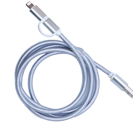 Cablu textil 2in1 microusb/Ihpone argintiu