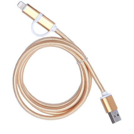 Cablu textil 2in1 microusb/Ihpone auriu