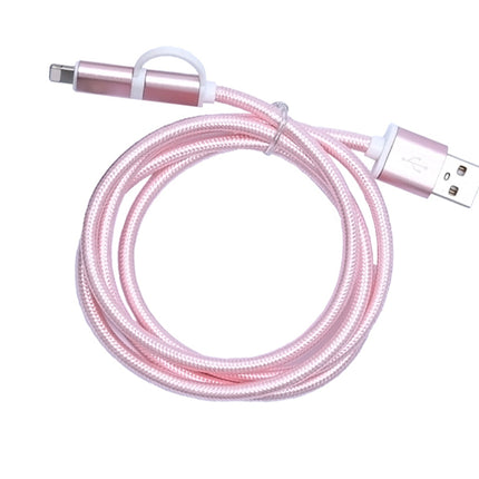 Cablu textil 2in1 microusb/Ihpone roz