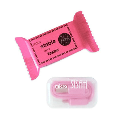 Cablu microusb 20cm roz