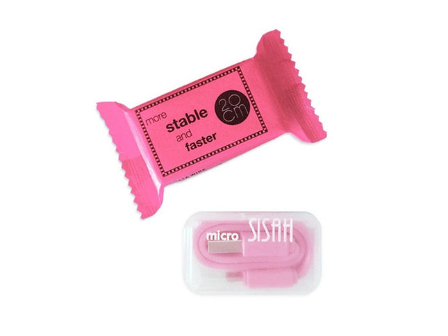 Cablu microusb 20cm roz