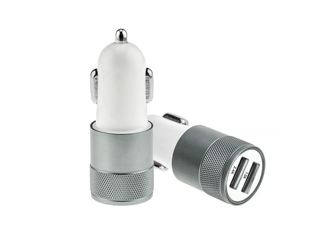 Incarcator auto 1A 2 USB-uri gri