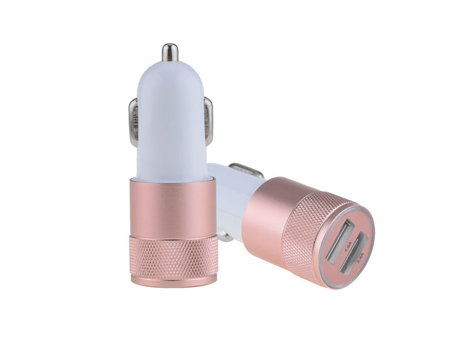 Incarcator auto 1A 2 USB-uri roz