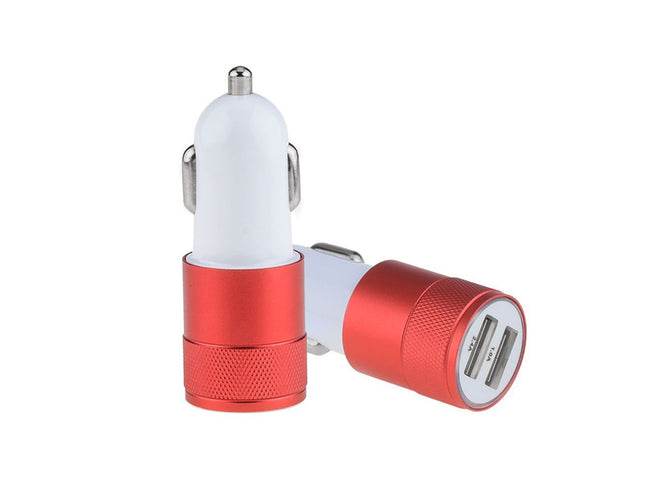 Incarcator auto 2A 2 USB-uri rosu