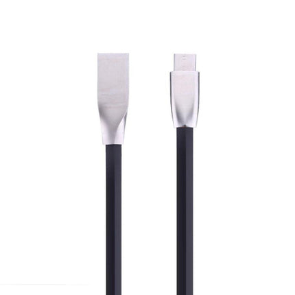 Cablu microusb cu mufe in carcasa de metal negru