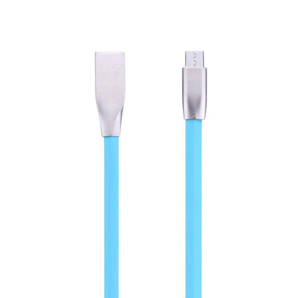 Cablu microusb cu mufe in carcasa de metal albastru