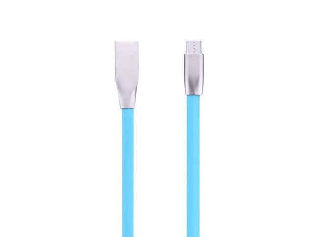Cablu microusb cu mufe in carcasa de metal albastru