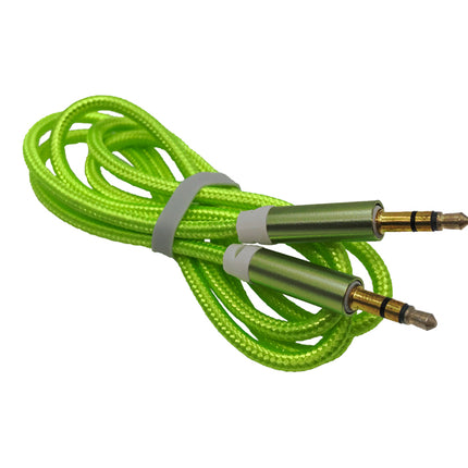 Cablu jack 3,5mm la jack 3,5mm textil verde fosforescent