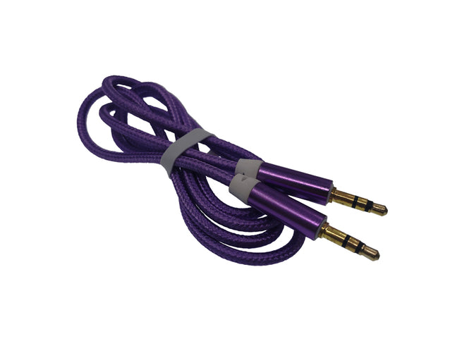 Cablu jack 3,5mm la jack 3,5mm textil mov