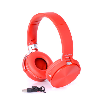 Casti fara fir cu mp3/bt/FM/mic rosii