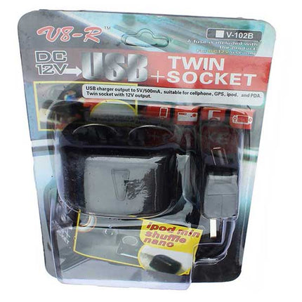Adaptor bricheta auto x2 V-102B cu usb