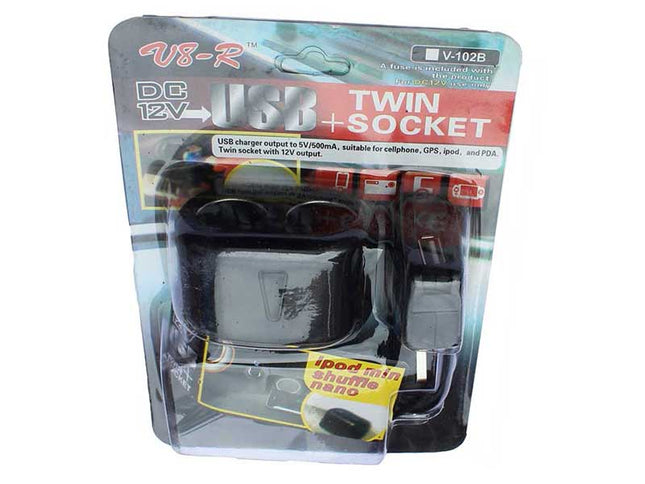 Adaptor bricheta auto x2 V-102B cu usb