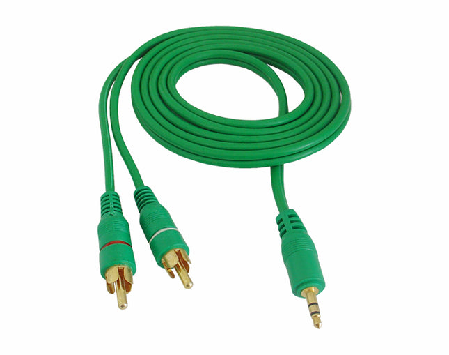 Cablu jack 3,5mm la 2RCA 1,5m verde 4.0X8mm
