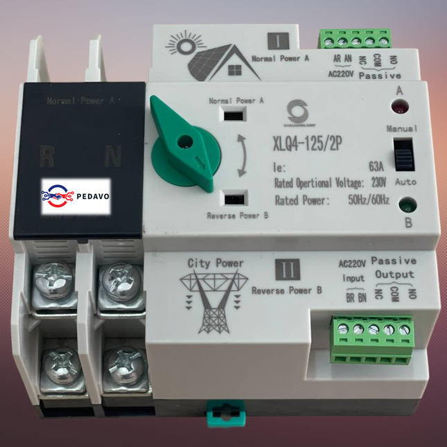Comutator transfer automat ATS monofazat 230V 63A pentru fotovoltaice