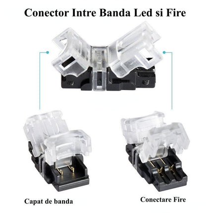 Conector banda led 2 pini - 10mm IP65