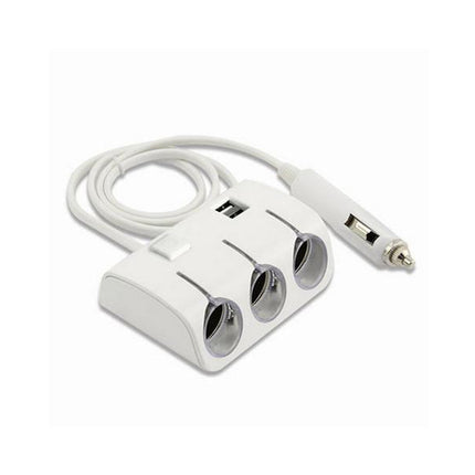 Adaptor bricheta auto x3 cu USB alb