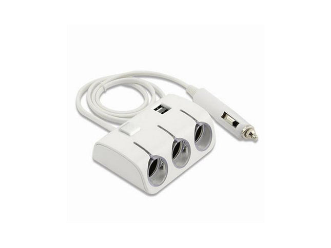Adaptor bricheta auto x3 cu USB alb