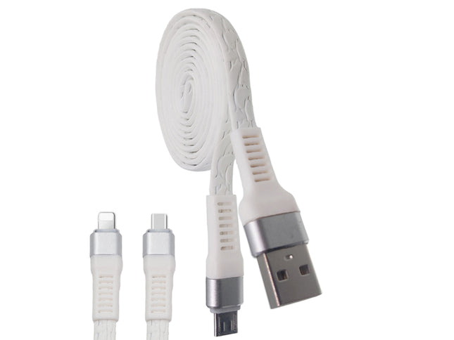 Cablu microusb imitatie piele alb