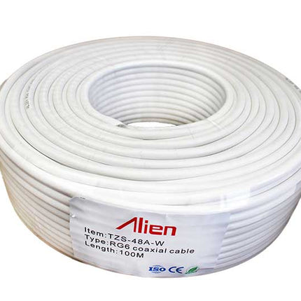 Cablu coaxial RG6 alb 48x0.12mm 1.02mm CCA 100m