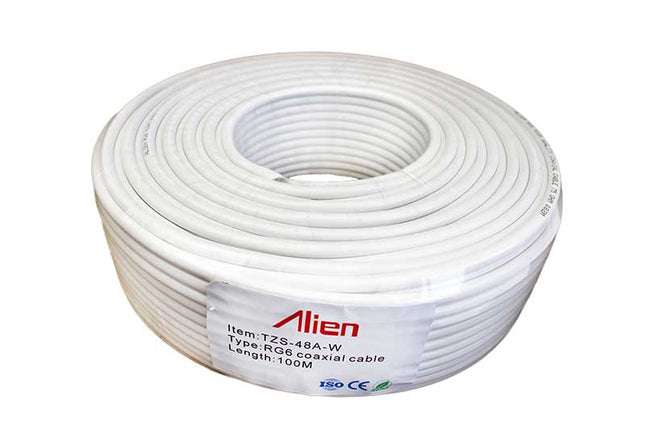 Cablu coaxial RG6 alb 48x0.12mm 1.02mm CCA 100m