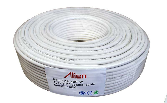 Cablu coaxial RG6 alb 48x0.12mm Cu 1mm Cu 100m