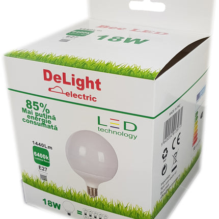 Bec Led E27, model G120, 18W=120W, 6400K, lumina rece