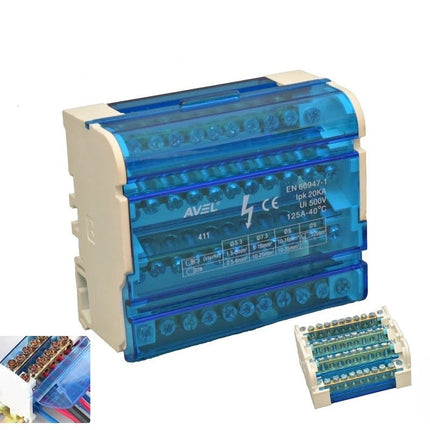 Bloc distributie 125A 500V 5mm 35mm