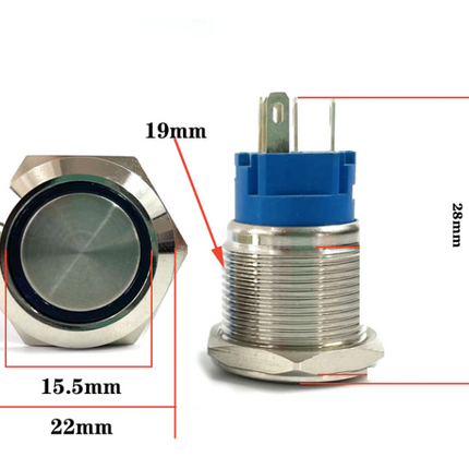 Buton metalic prin apasare fara retinere 19mm 3A 220V