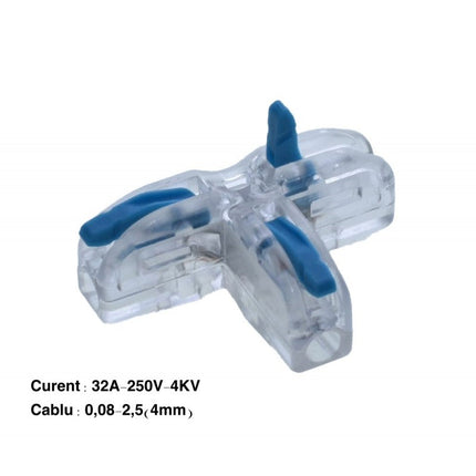 Conector Rapid tip T, albastru