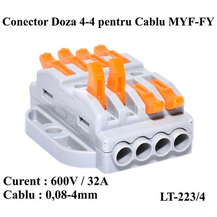 Conector Rapid 4-4 contacte pentru conectare