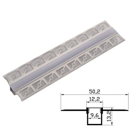 Profil Aluminiu pentru Rigips 2m mijloc 50.2x13.2mm