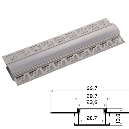 Profil Aluminiu pentru Rigips 2m mijloc 66.7x13.8mm