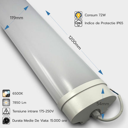 Corp Led IP65 72W 6500K - 1200mm