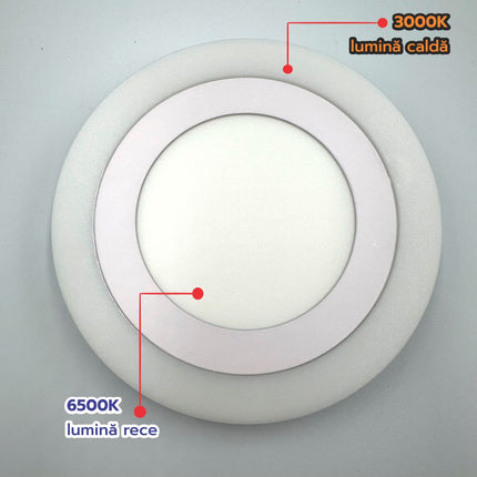 Spot LED Rotund Doua Culori  6+3W 3000k-6500k 450lm Trei Functii