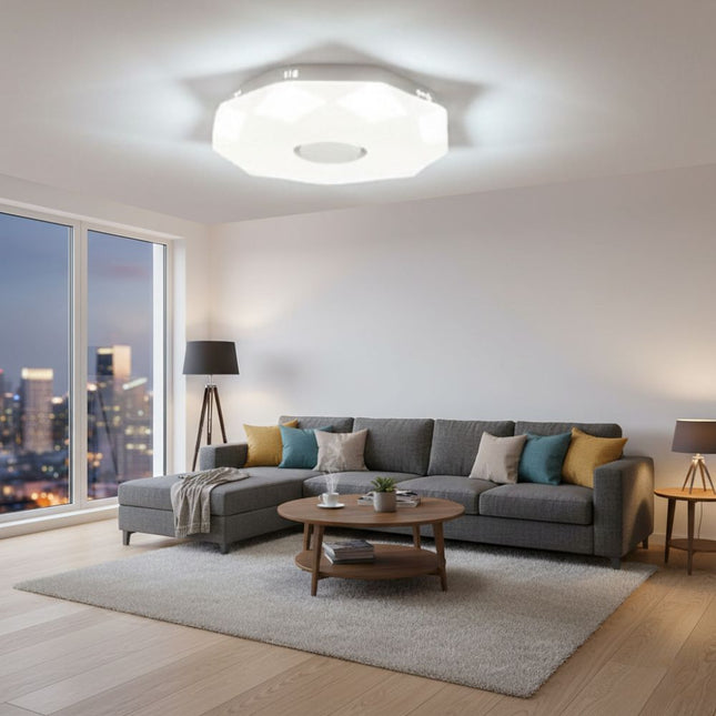 Plafoniera LED diamant cu inel decorativ, Ø400, 24W, 1680Lm, 6500k