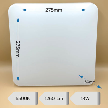 Plafoniera Led Slim Milky 18W=160W, 275x275 mm, 6500K, lumina rece