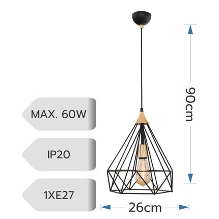 LUSTRA SUDE NEGRU 1XE27 60W